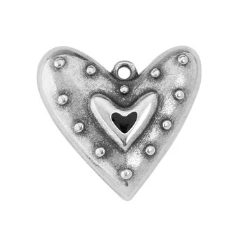 Black & Silver Heart Charm