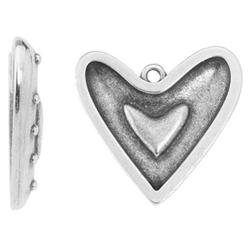 Black & Silver Heart Charm