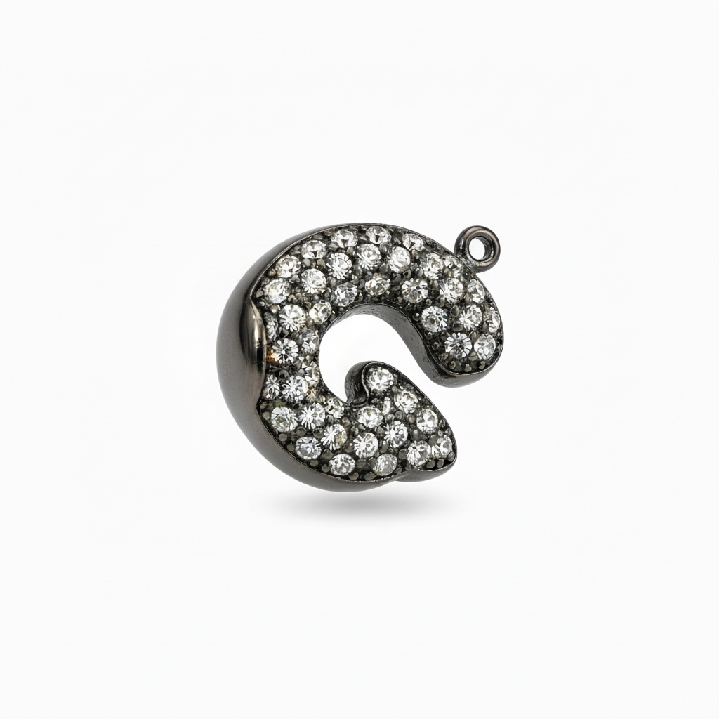 Modern Bold Monogram Charm with Zirgon stones