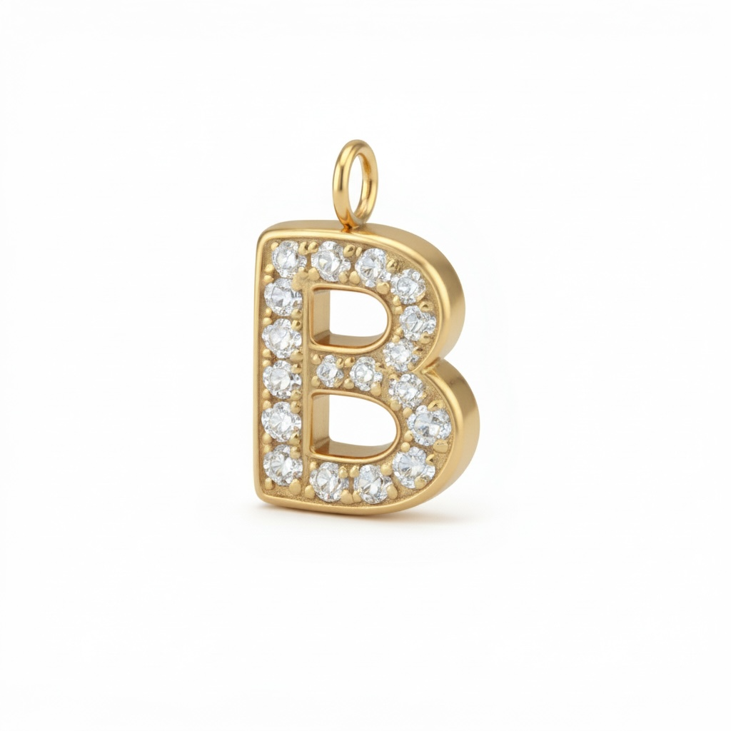 Modern Bold Monogram Charm with Zirgon stones