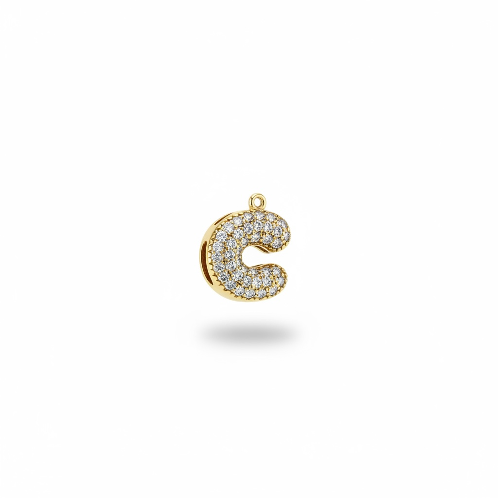 Modern Bold Monogram Charm with Zirgon stones