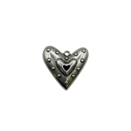 Black & Silver Heart Charm